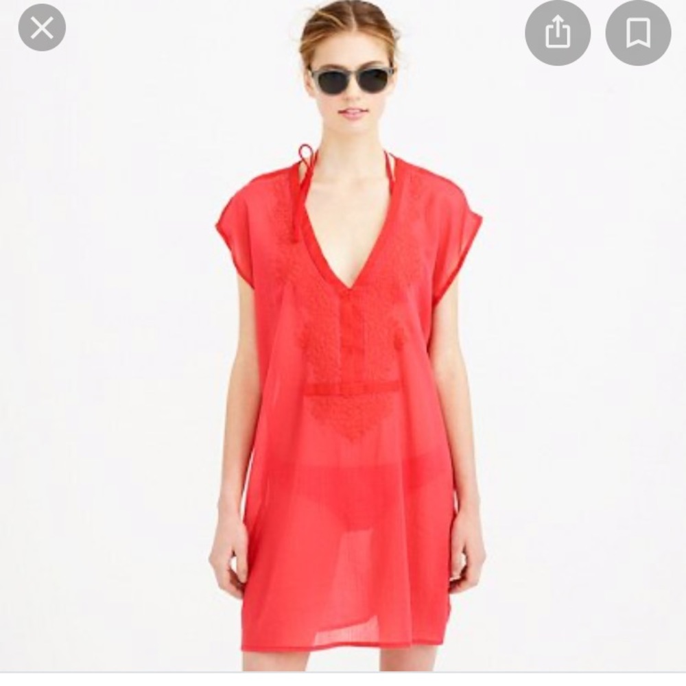 J Crew red gauze coverup sz small